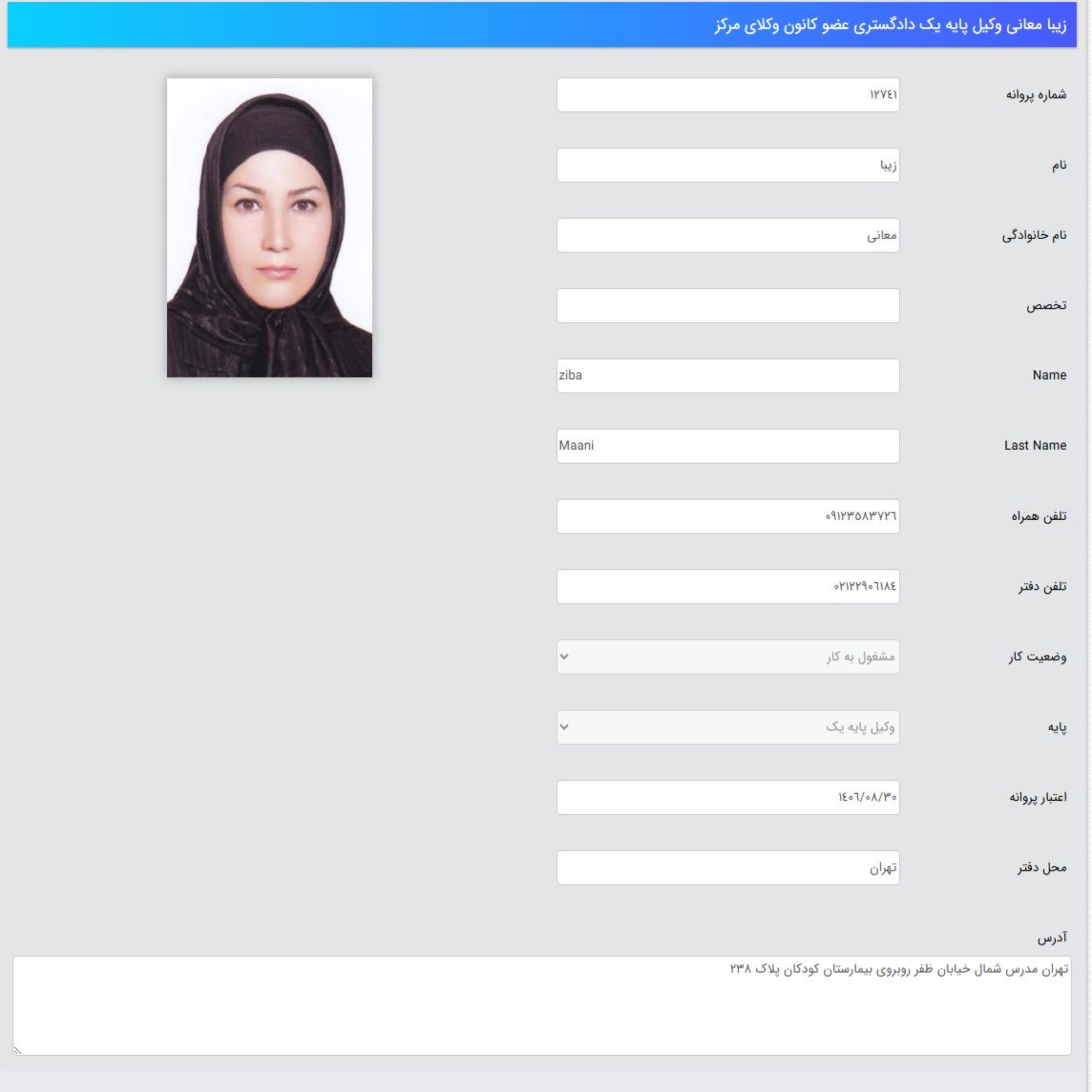 وکیل زیبا معانی