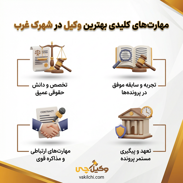 مهارت‌های کلیدی بهترین وکیل در شهرک غرب