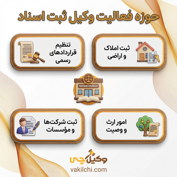 حوزه فعالیت وکیل ثبت اسناد