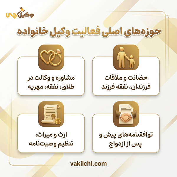 حوزه های اصلی فعالیت وکیل خانواده