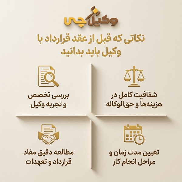 نکاتی که قبل از عقد قرارداد با وکیل باید بدانید 