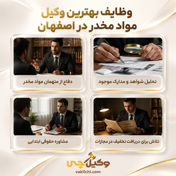 وظایف بهترین وکیل مواد مخدر در اصفهان