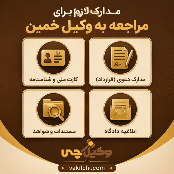 مدارک لازم برای مراجعه به وکیل خمین