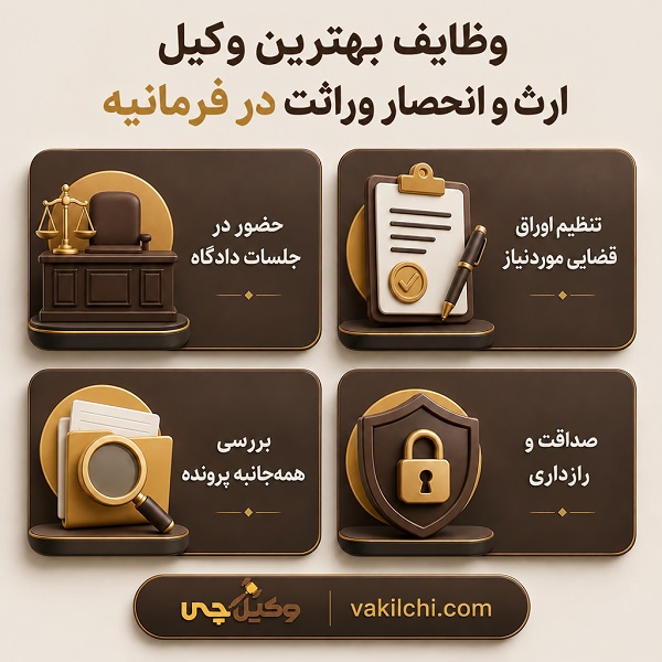 وظایف بهترین وکیل ارث و انحصار وراثت در فرمانیه